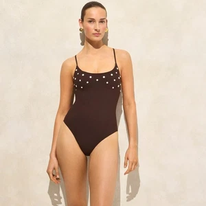 Traje de baño de una pieza J.Crew con botones retroceso talla 8 - Imagen 1 de 10