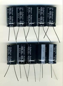 LOT DE 10 CONDENSATEURS HAUTE TENSION 33 µF - 450 Volts - Picture 1 of 1