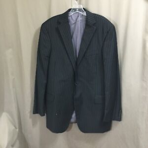 Kenneth Roberts Black Pinstripe Suit Jacket Sport Coat Blazer 46L