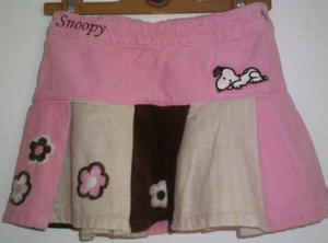 Rosa/beige/brauner Rock mit Blumen unbd SNOOPY bestickt Gr. 92 - Bild 1 von 1