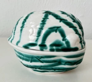 Gmundner Keramik grün geflammt Nuß Dose Rarität 13 cm GK2167 (2503DE19) 02/25 - Bild 1 von 9