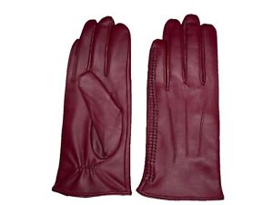 Women's SHEEPSKIN leather Braided winter gloves w/ Cashmere lining (#102)