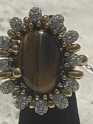 Anillo de cóctel Camille Lucie ojo de tigre y piedras transparentes Foto 1 de 4