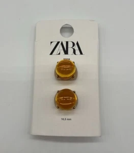 ZARA PACK OF STONE RINGS GOLDEN ORANGE SIZE S 16.5mm NEW 1856/173 - Picture 1 of 2