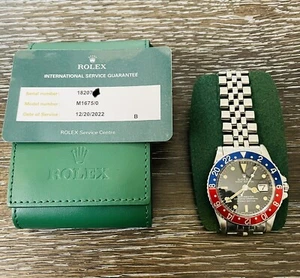 ROLEX 1675 GMT MASTER PEPSI 1968 VINTAGE SINGER DIAL PATINA STEEL JUBILEE WATCH - Picture 1 of 15