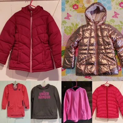 Girls Winter Puffy Jackets, Nike / Under Armour  Hoodies Pull Over 6/6X, M, YLG - Image 1 of 4