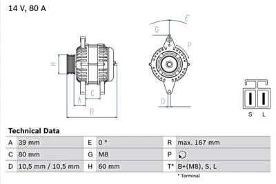 Alternador BOSCH para NISSAN Almera II Tino Primera Sentra V 96-08 0986045701 Foto 1 de 4