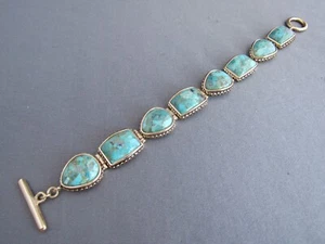 PULSERA TENIS BROCHE DE PALANCA AZUL TURQUESA GRUESO TONO DORADO BARS - Imagen 1 de 5