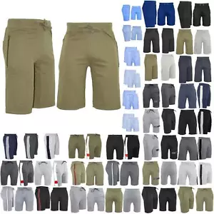 Mens Fleece Gym Jogging Side Zip Pockets Plain Sports Jog Running Bottom Shorts - Picture 1 of 94
