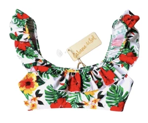 Cabana del Sol Girls Swimsuit Top Ruffle Floral Size Small Nylon Spandex New.. - Picture 1 of 11
