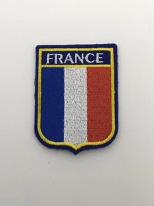 Vintage FRANCE Patch Travel Souvenir French Flag Crest Embroidered Unsewn - Picture 1 of 12