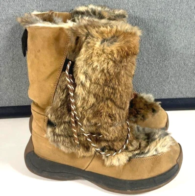 Botas de Invierno ULU Marrón Piel de Conejo Talla 7 – Cuero Impermeable Aislado Nieve Foto 1 de 4