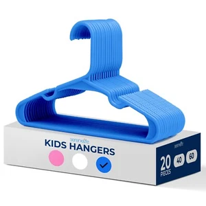 Serenelife 20 Pcs. Non-Slip Plastic Kids Hangers- Durable & Space-Saving (Blue) - Picture 1 of 6