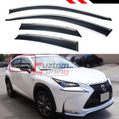 PARA 15-21 LEXUS NX200t NX300H F-SPORT CLIP-ON VISERA VENTANA HUMO CON MOLDURA CROMADA Foto 1 de 4