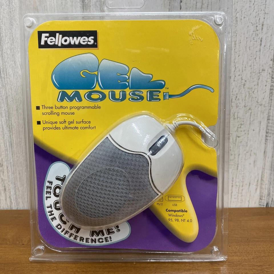 Fellowes VINTAGE Gel Mouse with PS2 to USB Adapter White/Gray New Open Box - Image 1 of 4