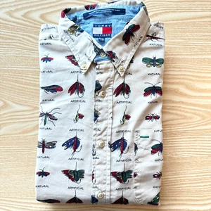 Camicia Tommy Hilfiger Insetto Uomo XL Bianca Rara 23" Pit-to-Pit Designer Bottoni - Foto 1 di 11