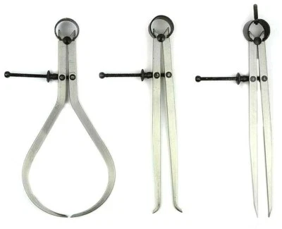 CMT 3 pc 8" Inch Spring Caliper Inside and Outside | Spring Divider 200 mm Tool Set