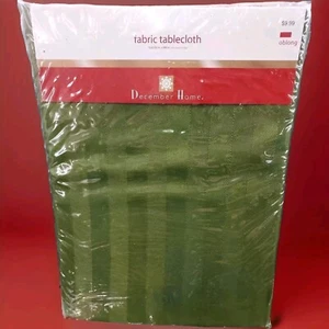 New December Home Fabric Tablecloth Oblong Green Christmas Satin Stripe - Picture 1 of 5
