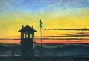 Edward Hopper - Stampa poster giclée tramonto ferroviario - Foto 1 di 1