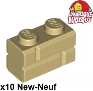 Lego 10x Brique Brick Modified 1x2 Masonry briquette beige/tan 98283 NEUF - Foto 1 di 1