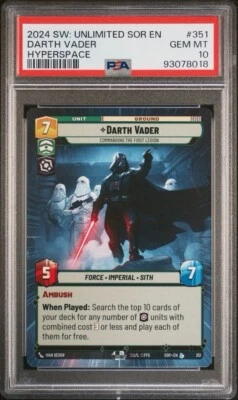 DARTH VADER 351 SPARK OF REBELLION HYPERSPACE STAR WARS UNLIMITED PSA 10 - Image 1 of 2