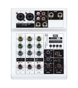 Live Audio Mixer 4-Channel USB Bluetooth MP3 USB PC Soundcard Record EQ Phantom - Picture 1 of 3