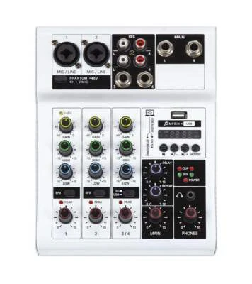 Live Audio Mixer 4-Channel USB Bluetooth MP3 USB PC Soundcard Record EQ Phantom - Image 1 of 3