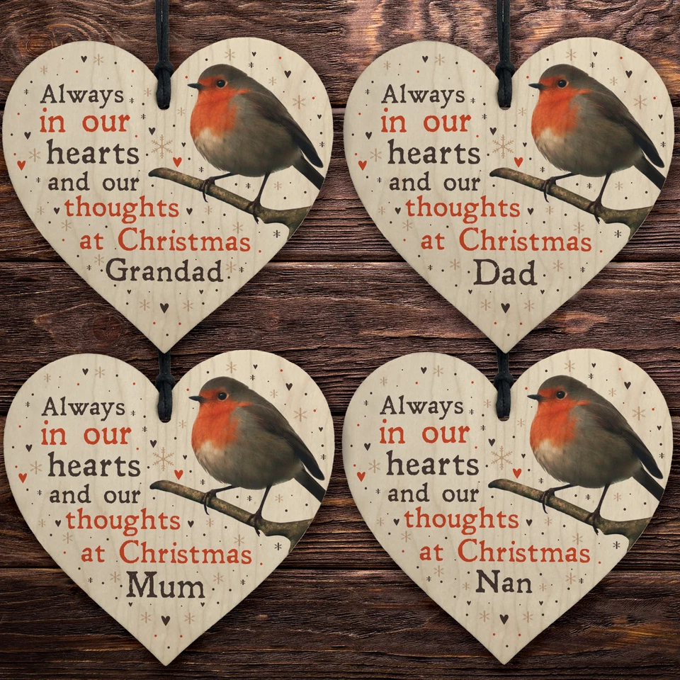Robin Christmas Tree Hanging Plaque Decoration Memorial Bauble Mum Dad Nan Gran - Image 1 of 1