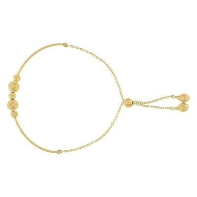 Brazalete Bolo ajustable de eslabones con cuentas DC de oro amarillo de 14 quilates tamaño 9,5" pulgadas Foto 1 de 2