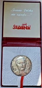 Medaglia Argento SOLIDARIETÀ, 1980 Solidarnosc, Premio Nobel per la Pace Lech Walesa, Ag 925 - Foto 1 di 5