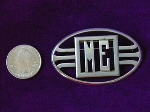 Vtg ME Initial Pin Brooch ART DECO Modernist Brushed Chrome Silver Tone Metal - Picture 1 of 3