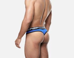 PUMP! Low-Rise Thong Volt Brief-Style G-String Electric Blue Mesh Yoke 17011 - Picture 1 of 5