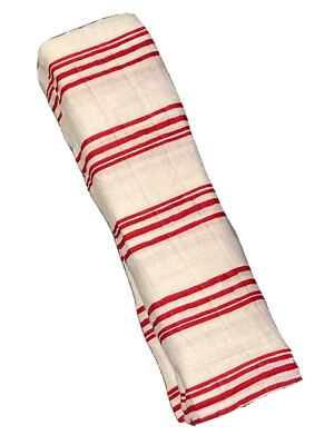 Aden + Anais RED Stripes Muslin Swaddle Baby Blanket Special Edition Cotton NEW - Image 1 of 4