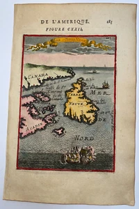 NEWFOUNDLAND 1683 ALAIN MANESSON MAPA ANTIGUO MAPA SIGLO 17 EDICIÓN FRANCESA - Imagen 1 de 3