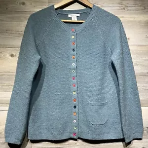 Tabitha Webb Damen großer Wollmischung Pullover Cardigan bunte Knöpfe blau sehr guter Zustand - Bild 1 von 8