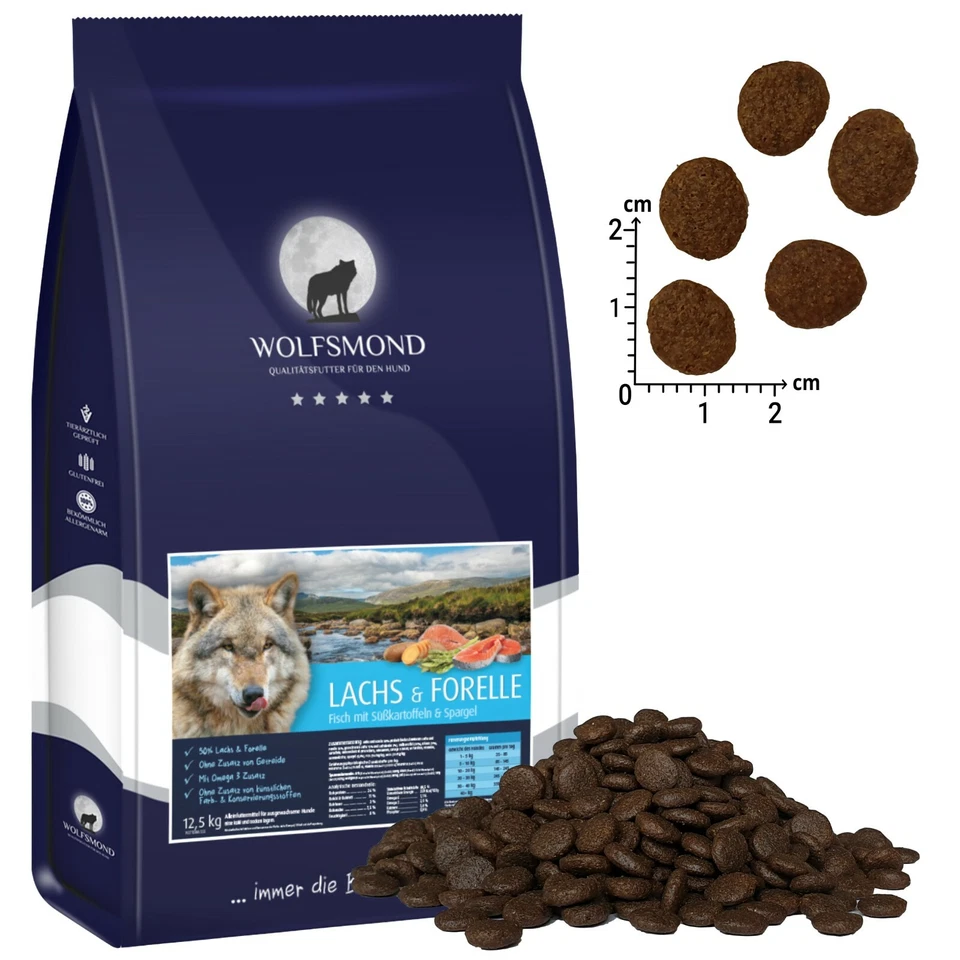 Hundefutter 12 kg Wolfsmond Lachs mit Forelle Getreidefrei Frisch Trockenfutter - Bild 1 von 2