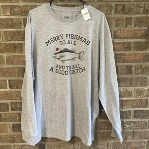 Camiseta RedHead Para Hombre XL Gris Navidad Pesca Vacaciones Gráfico Manga Larga - Imagen 1 de 4