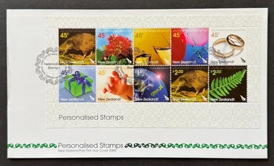 AtoZ. New Zealand 2005 S/S FDC Kiwi Champagne Fern Map Flower Balloon - Image 1 of 2