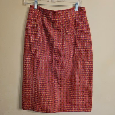Women's Doncaster Silk Straight Skirt Pink/Green/Yellow/Purple/Blue Lined Size 8 - Image 1 of 4