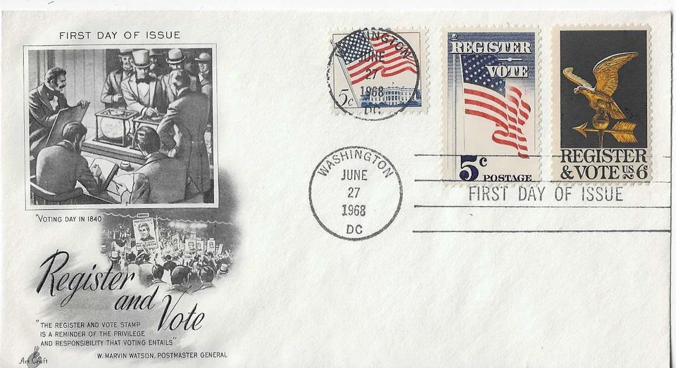 ArtCraft # 1344 Register and Vote, 3-stamp combo - Image 1 of 1