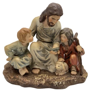 Obra Maestra Porcelana Por Homco '83 El Pescador Jesús Niños 6"T Estatuilla 7"W - Imagen 1 de 7