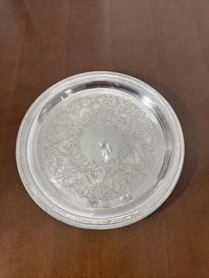 复古 Castleton International Silver Co. 镀银 14 英寸拼盘托盘充电器 — 第 1/4 张图片