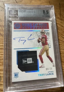 2021 Panini Encased Trey Lance Rookie Logo Patch Auto #4/25 BGS 8.5 W 10 Auto - Picture 1 of 2