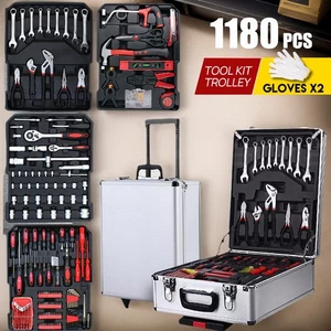 Tool Kit Set Box 1180pcs Complete Hand Tools Portable Trolley Case With Wheels - Picture 1 of 15