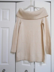 NWT~EXPRESS~Off Shoulder Collar Ivory Multi Blends Knitted Sweater Dress Size S - Picture 1 of 9