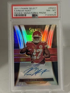 KAREEM HUNT 2017 PANINI SELECT RC SIGNATURES PRIZMRC /149 PSA 8 AUTO - Picture 1 of 6