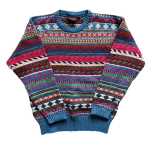 Vintage Chaps Polo Ralph Lauren Wool Aztec Multicolor Medium Knit Sweater USA - Picture 1 of 4