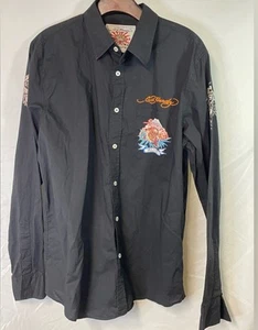 Vintage Ed Hardy Y2K Long Sleeve Button Down Size M Christian Audigier Aware - Picture 1 of 11
