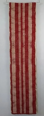 Crate & Barrel "Sketsi" Wool Cotton Table Runner Red Cream 14 x 120" Holiday - Image 1 of 4