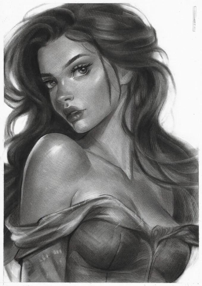 dibujo original A4 158GV ilustraciones pastel moderno retrato princesa Disney Foto 1 de 1